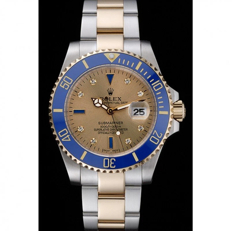 Submariner goldfarbenes Zifferblatt rl55 Perspektivansicht