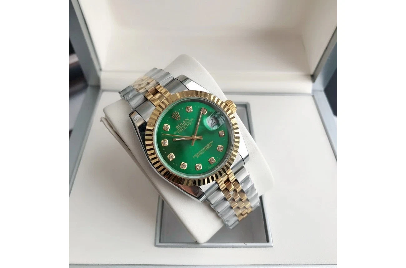 Datejust Roségold/Edelstahl Jubilee Grün/Zifferblatt Nahaufnahme