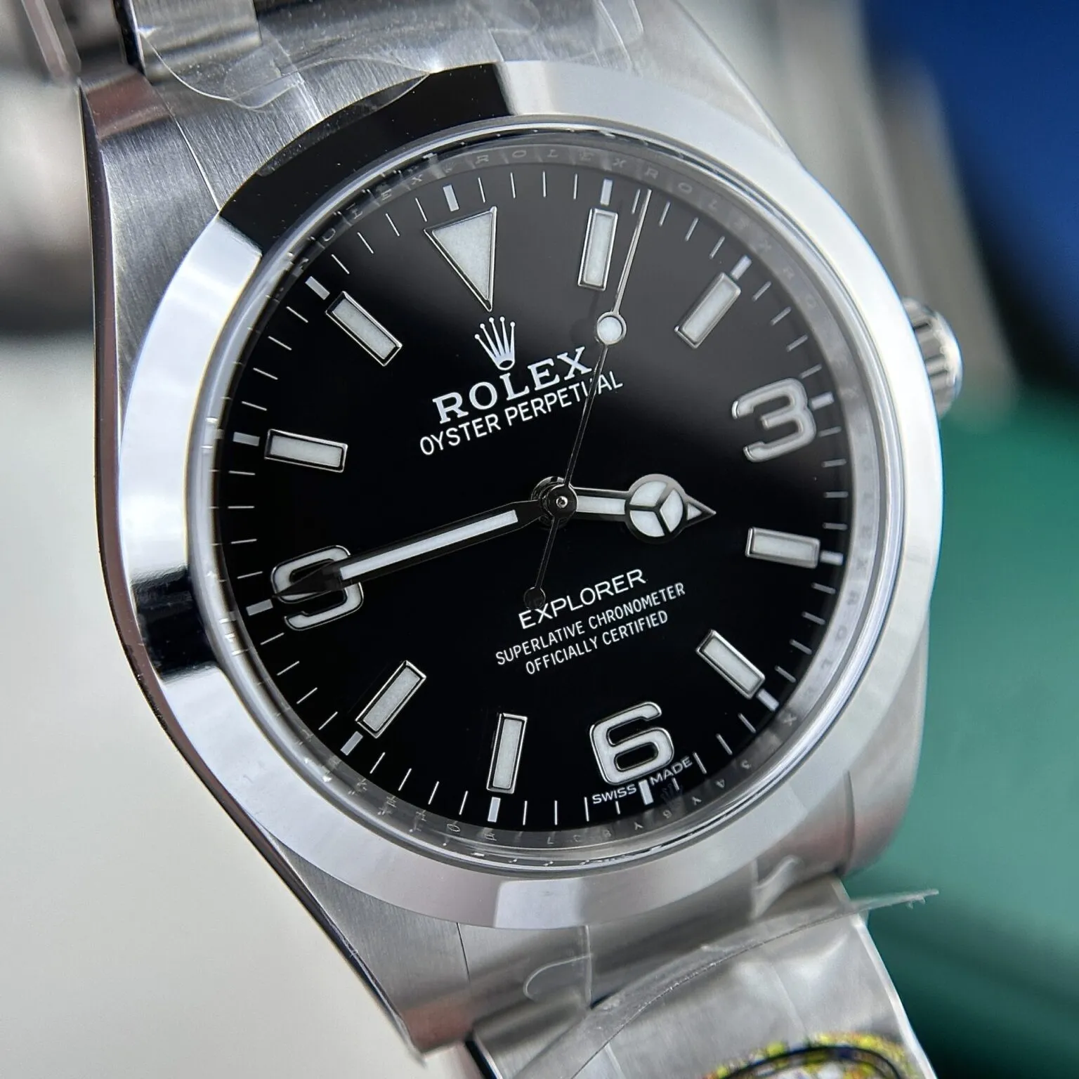 Explorer schwarzes Zifferblatt Oyster Armband