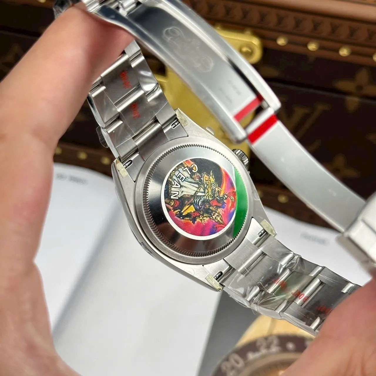 Oyster Perpetual rosafarbenes Zifferblatt Smooth Lünette Oyster Armband