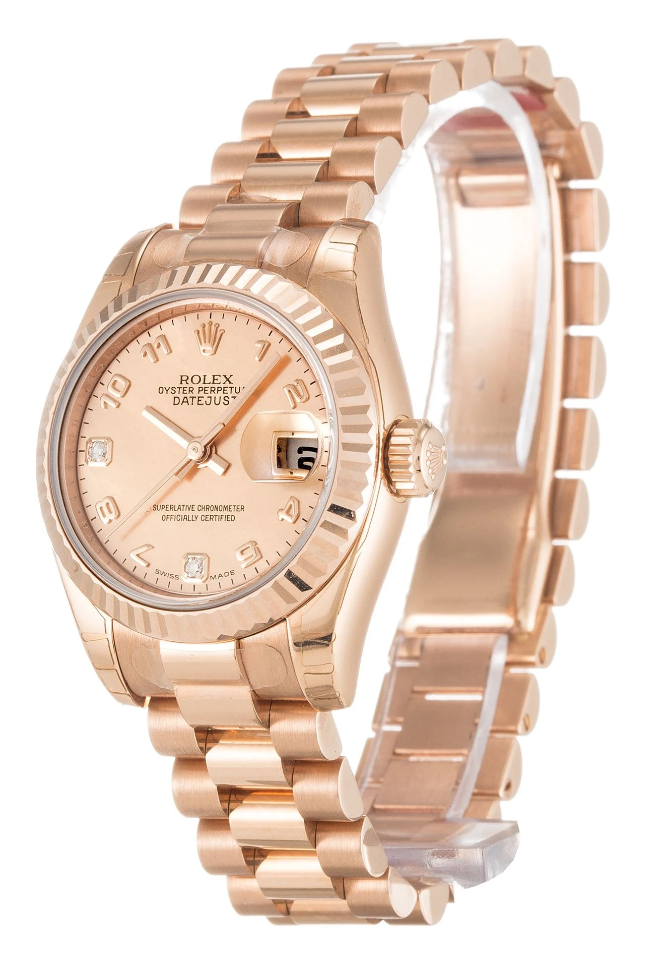 Lady-Datejust Perlmutt - Goldstaubeffekt Zifferblatt 179175F Perspektivansicht