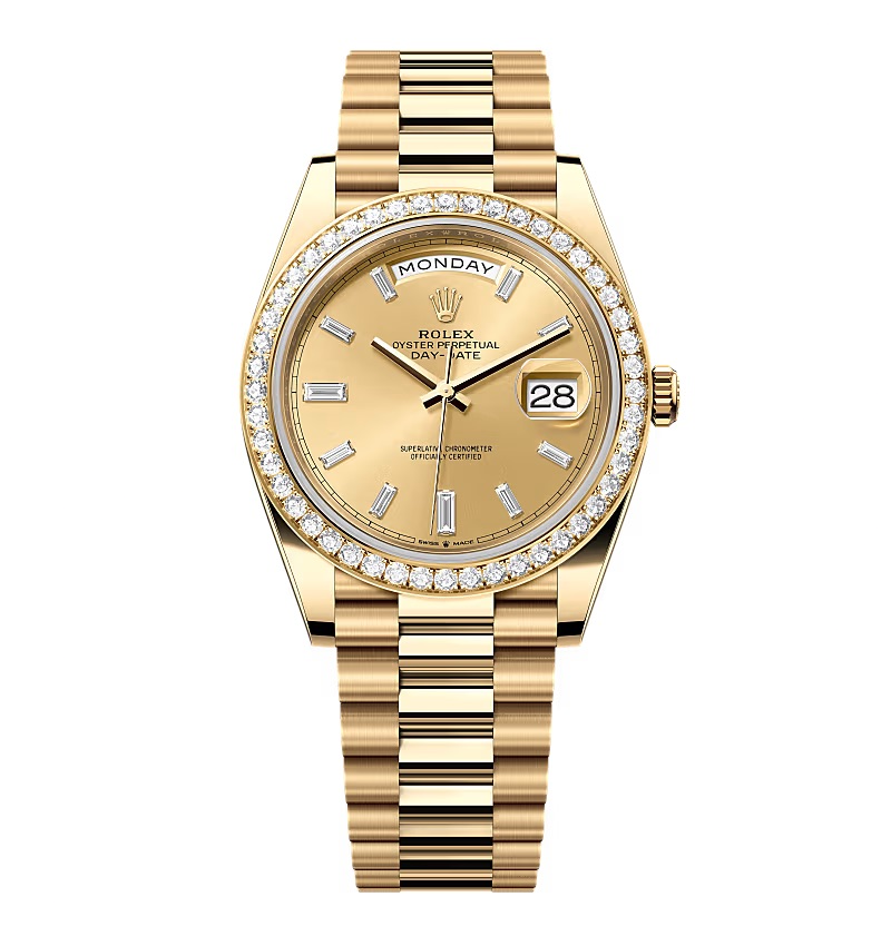 Rolex Day-Date champagnerfarbenes Zifferblatt mit Diamantbesatz 228348rbr-0002 40 mm – Superclone