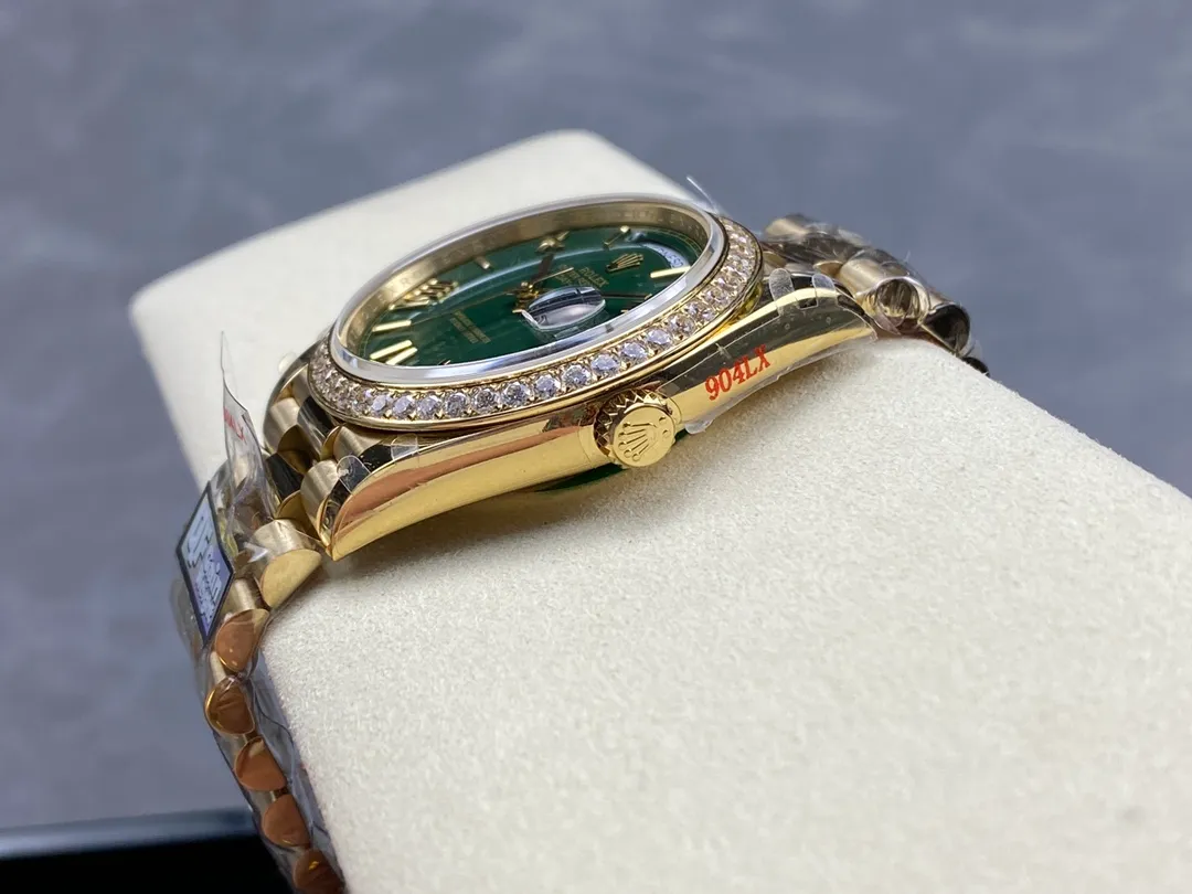 Day-Date Grün Ombre Zifferblatt mit Diamantbesatz Lünette Presidential Zifferblatt
