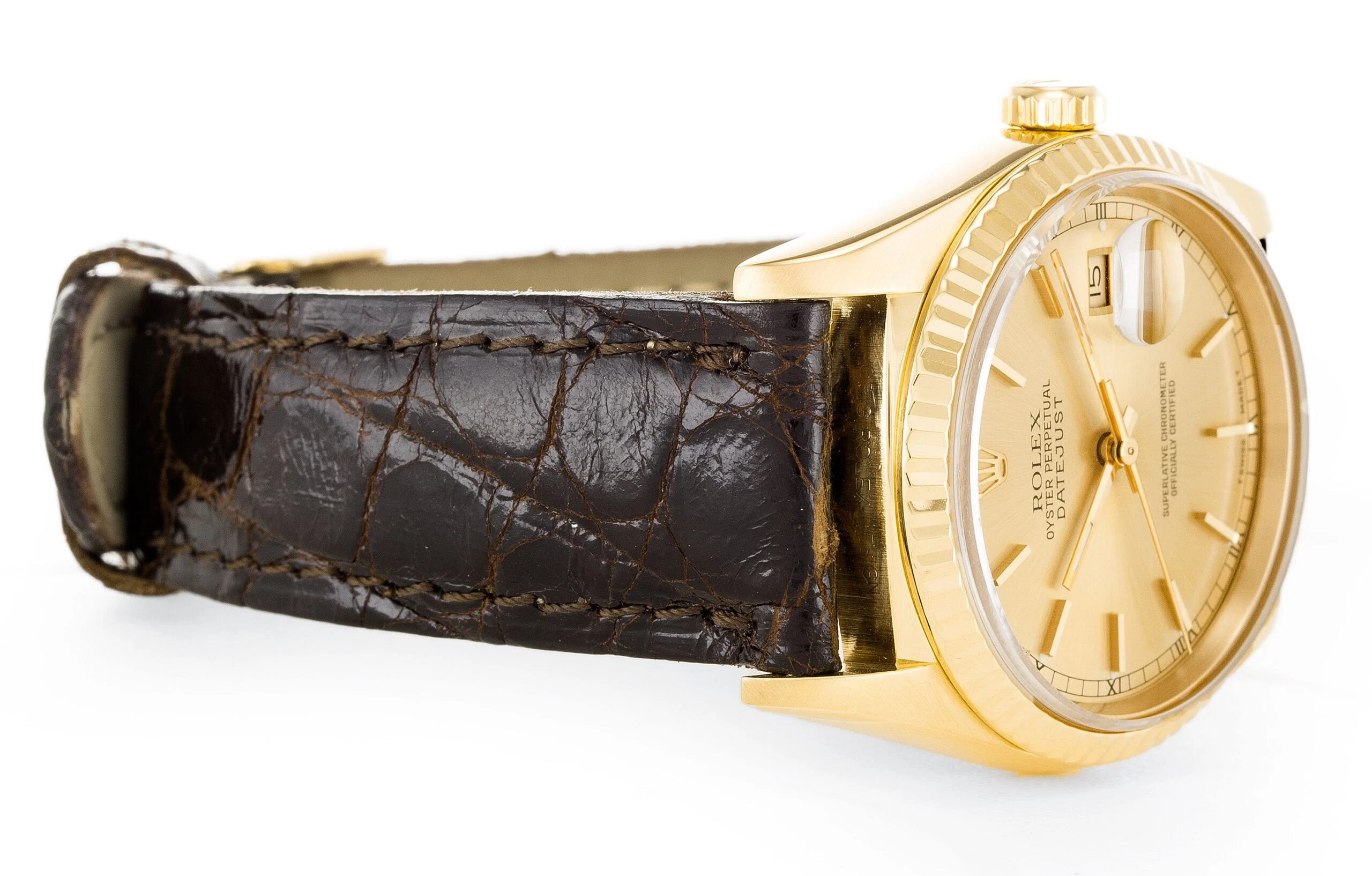 Datejust champagnerfarbenes Zifferblatt 16238 Schrägansicht