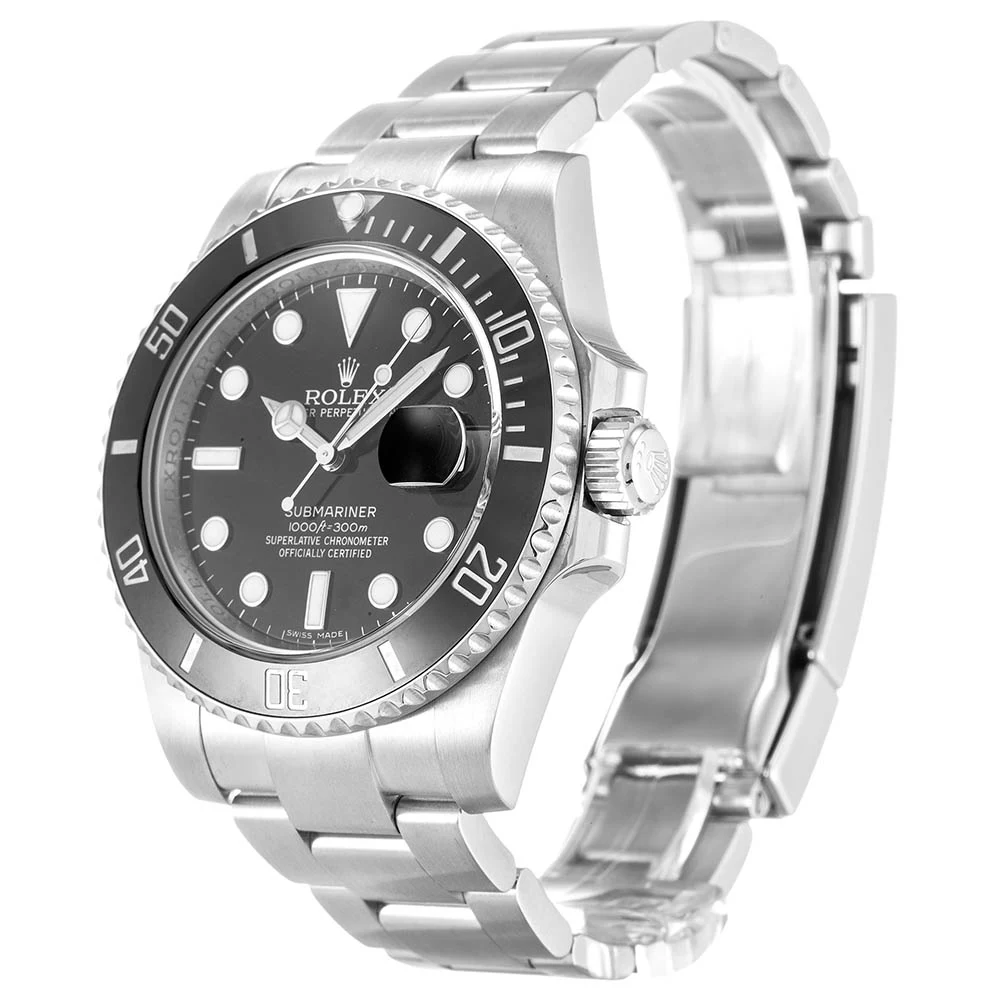 Submariner schwarzes Zifferblatt 116610LN Nahaufnahme