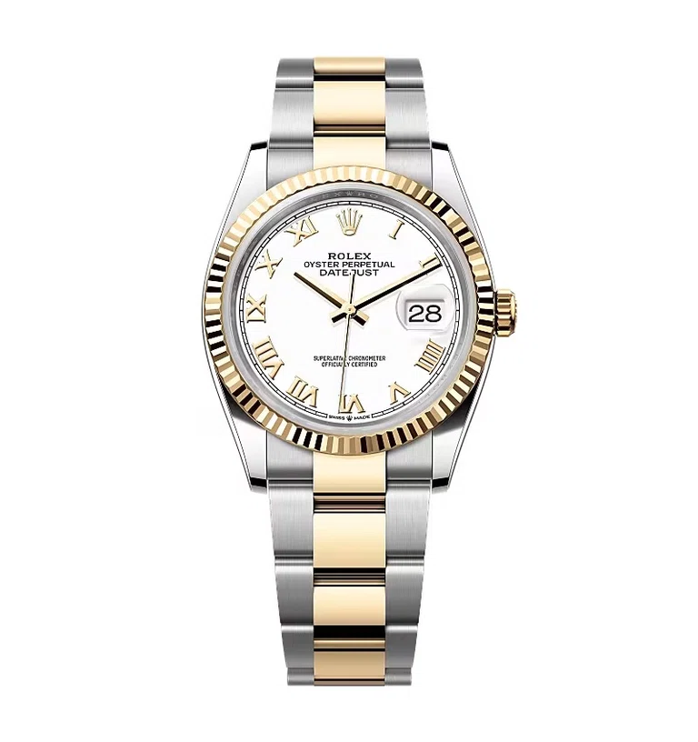 Rolex Datejust weißes Zifferblatt mit römischen Indizes 126233-0030 36 mm