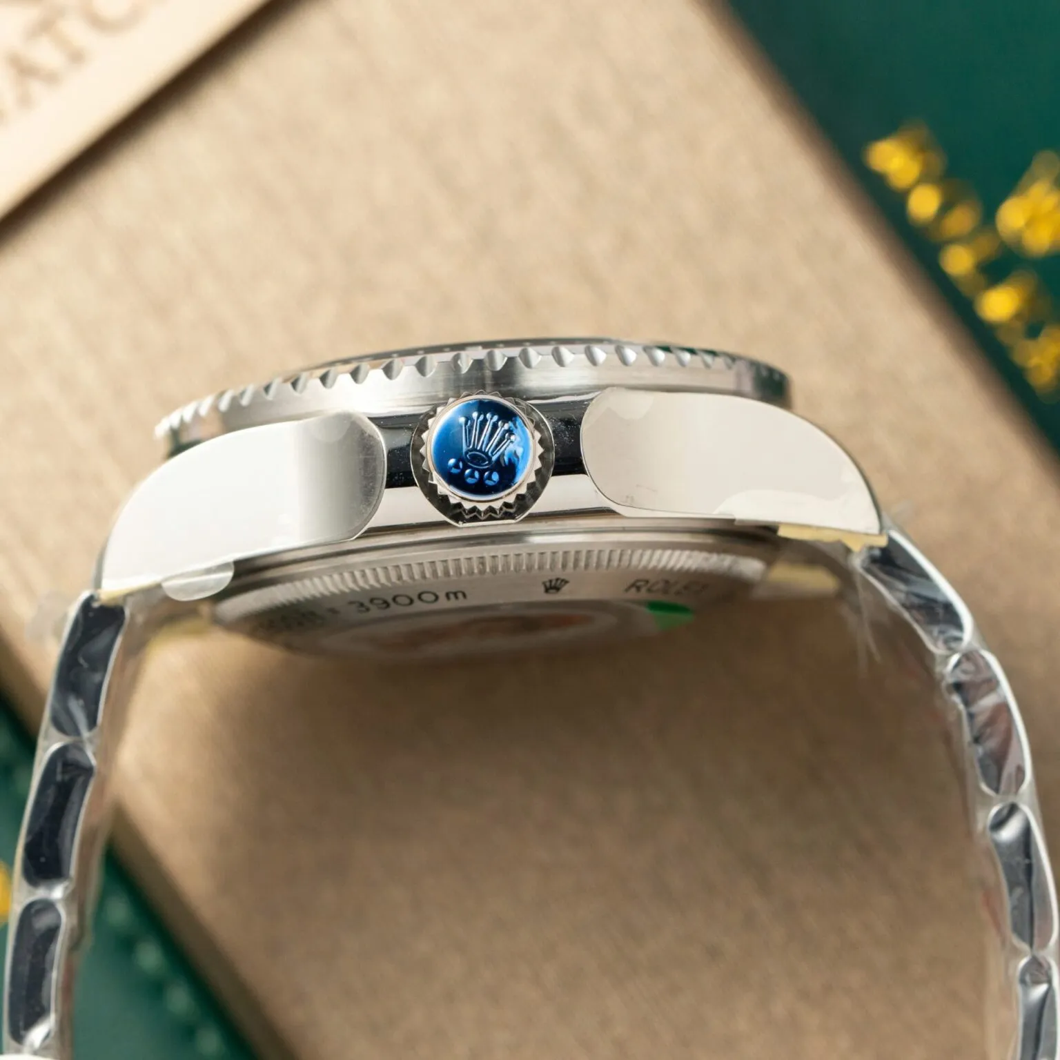 Deepsea Dark blaues Zifferblatt Schwarz Lünette Oyster Armband
