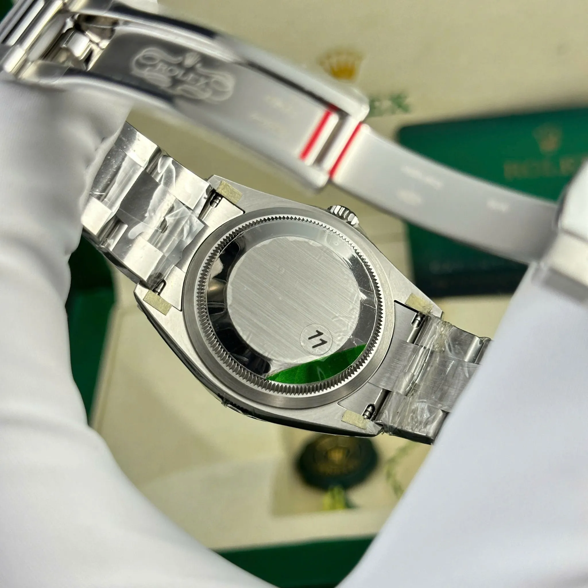 Datejust Wimbledon rhodiumfarbenes Zifferblatt Smooth Lünette Oyster Armband