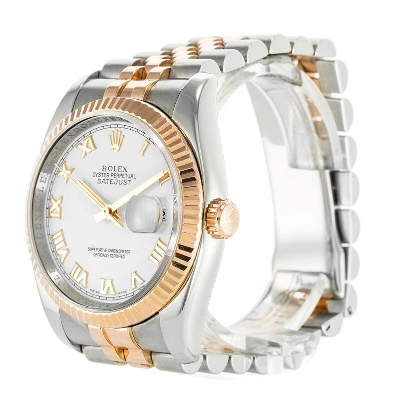 Datejust weißes Zifferblatt 116231 Schrägansicht