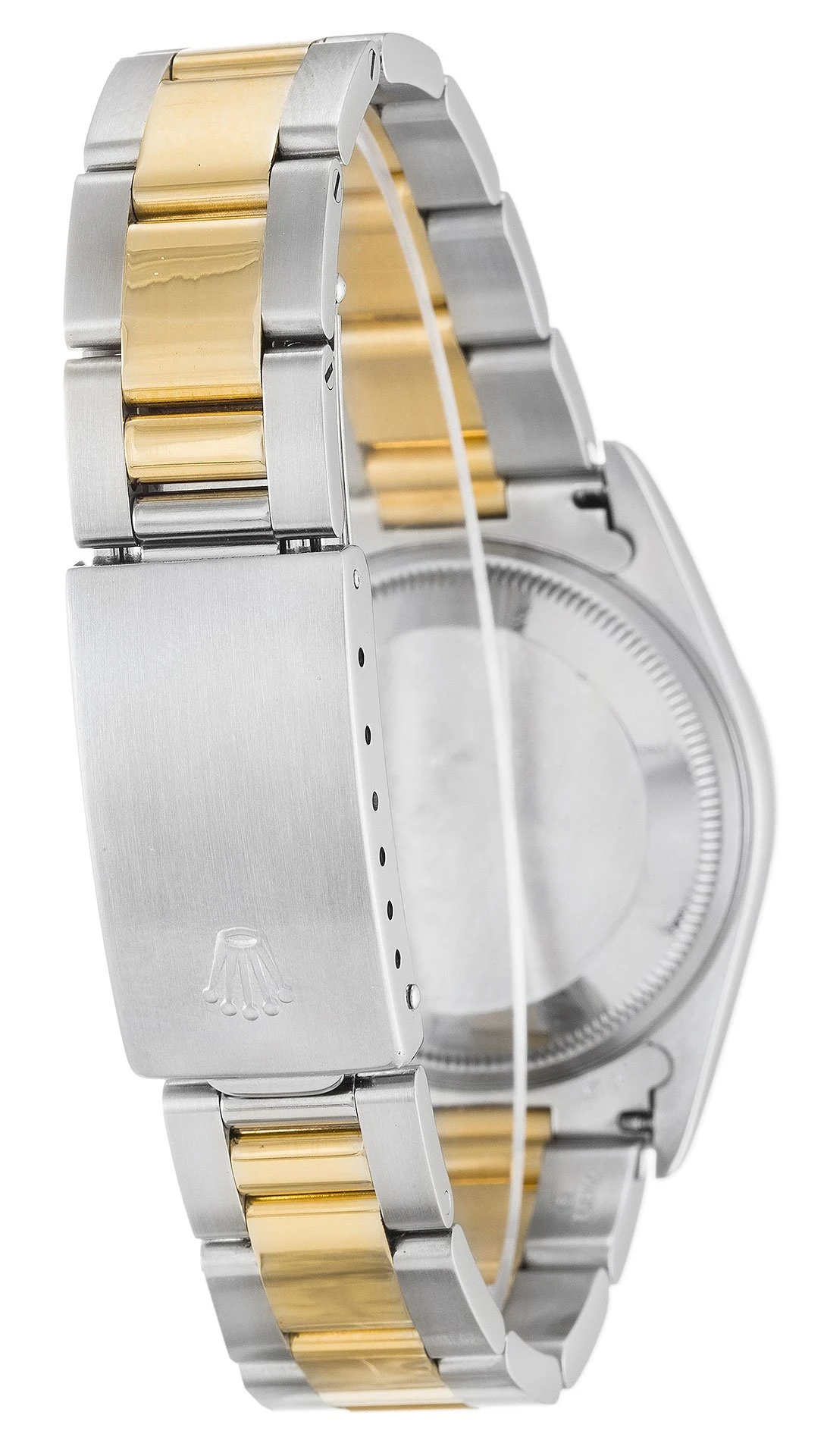 Oyster Perpetual Date champagnerfarbenes Zifferblatt 15223 Schrägansicht
