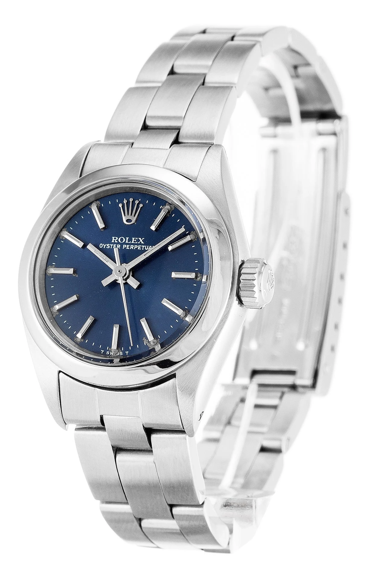 Oyster Perpetual Lady blaues Zifferblatt 6718 Perspektivansicht