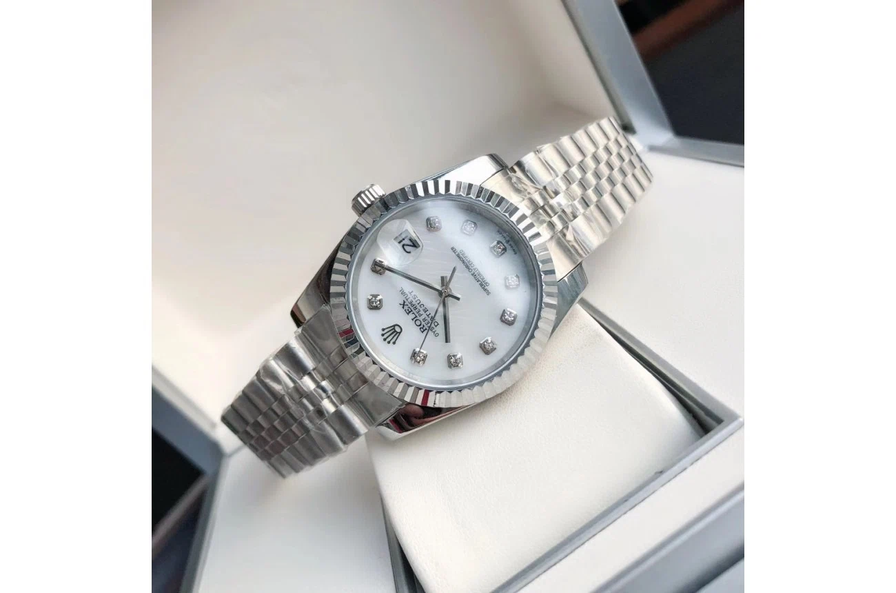 Datejust Edelstahl/Edelstahl Jubilee Weiß/Zifferblatt Designdetail