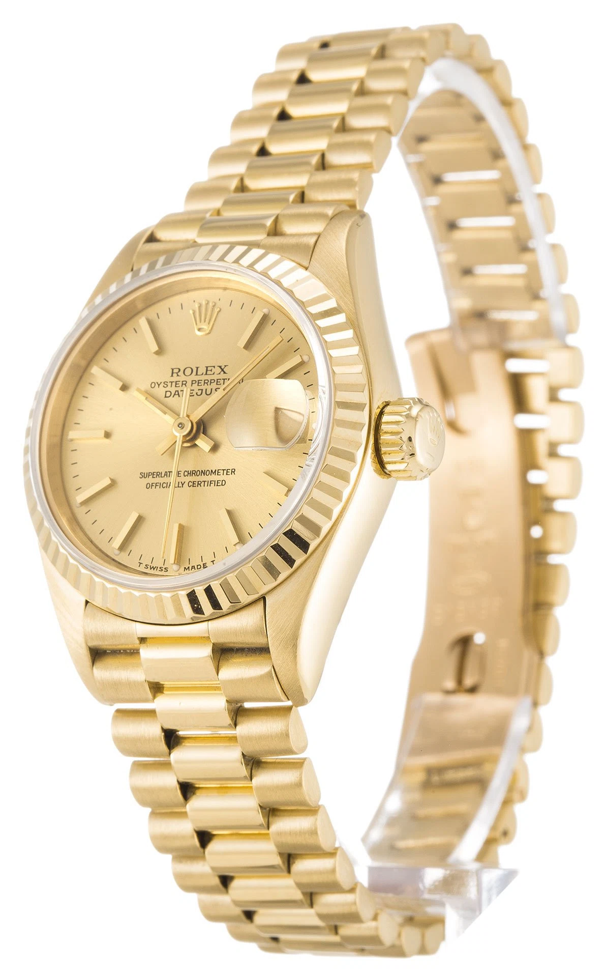 Lady-Datejust champagnerfarbenes Zifferblatt 69178 Perspektivansicht