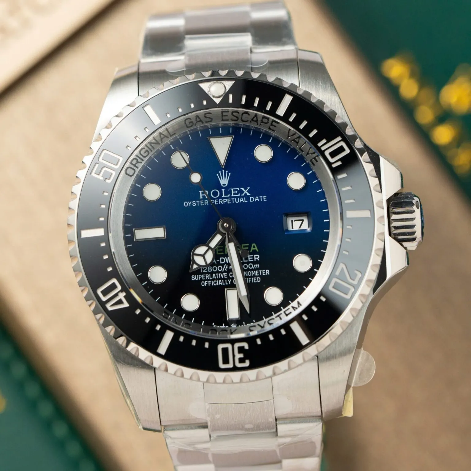 Deepsea Dark blaues Zifferblatt Schwarz Lünette Oyster Armband