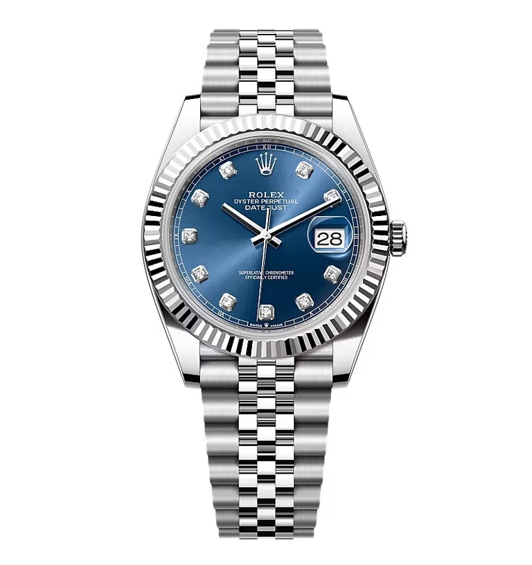 Rolex Datejust leuchtendblaues Zifferblatt mit Diamantbesatz 126334-0016 41 mm