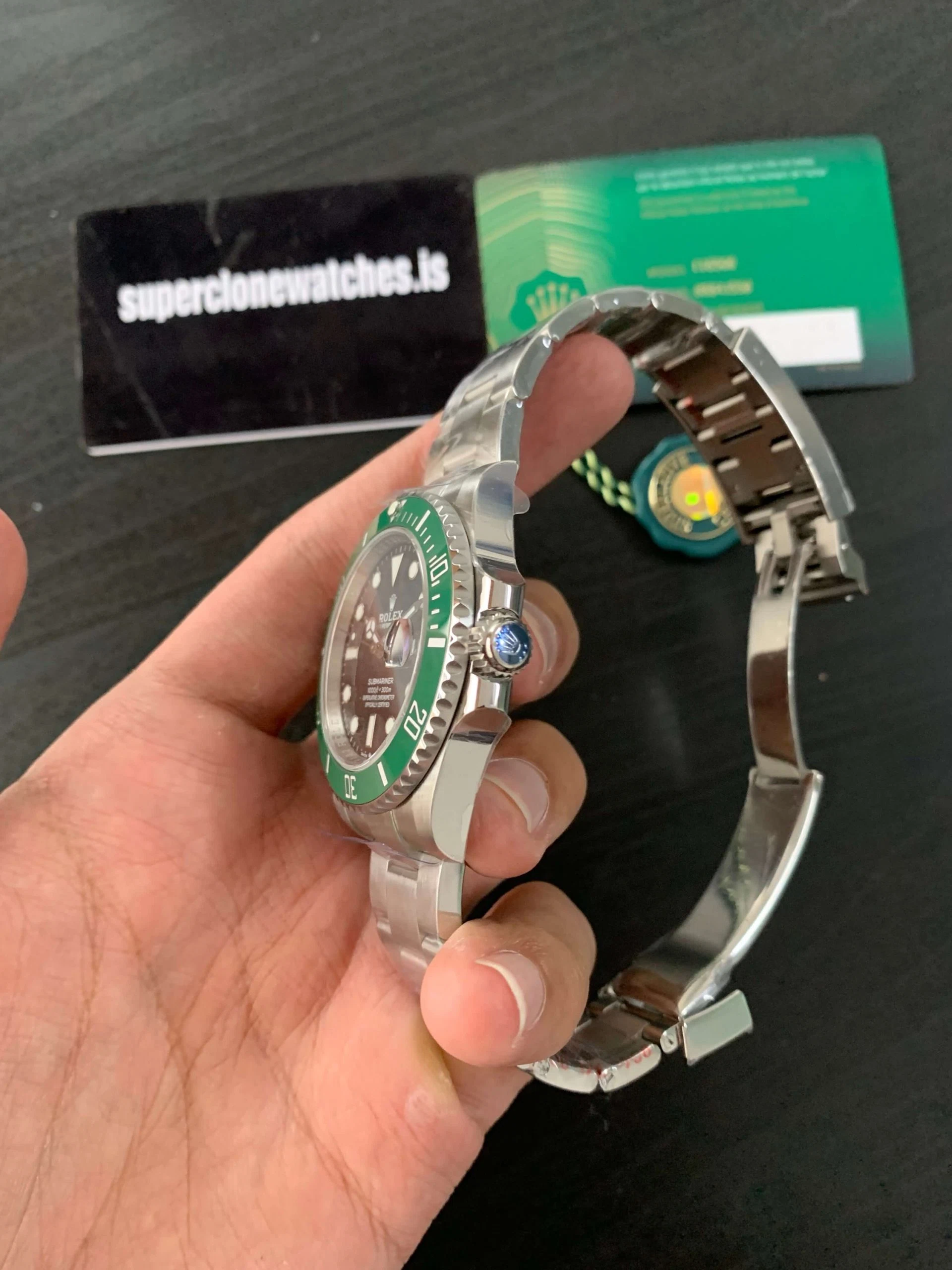 Superclone Submariner schwarzes Zifferblatt 126610LV "Starbucks" Designdetail