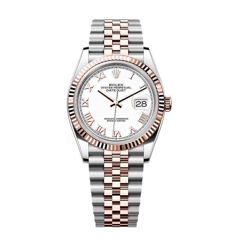 Rolex Datejust weißes Zifferblatt mit römischen Indizes 126231-0015 36 mm