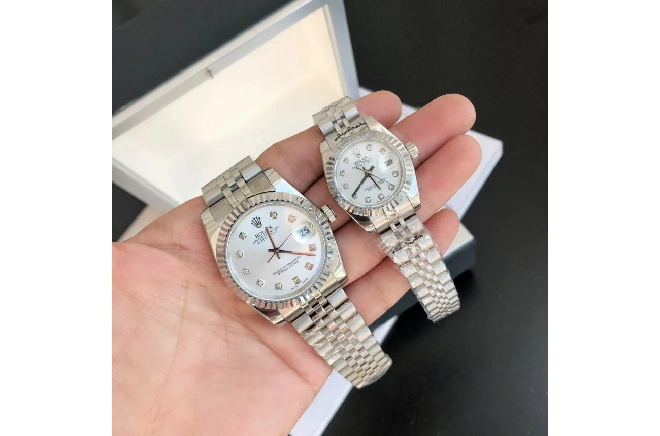 Datejust Edelstahl/Edelstahl Jubilee Silber/Diamantindizes