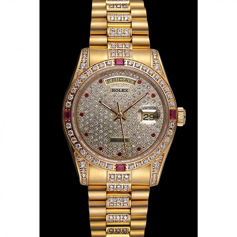 Superclone Day-Date Zifferblatt mit Diamantbesatz 621614 Perspektivansicht