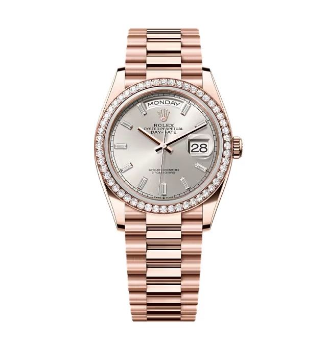 Rolex Day-Date silberfarbenes Zifferblatt 128345rbr-0081 36 mm – Superclone