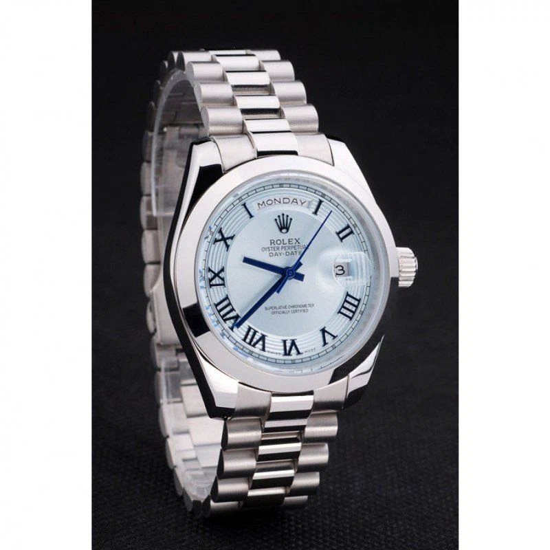 Day-Date weißes Zifferblatt RL197 Nahaufnahme