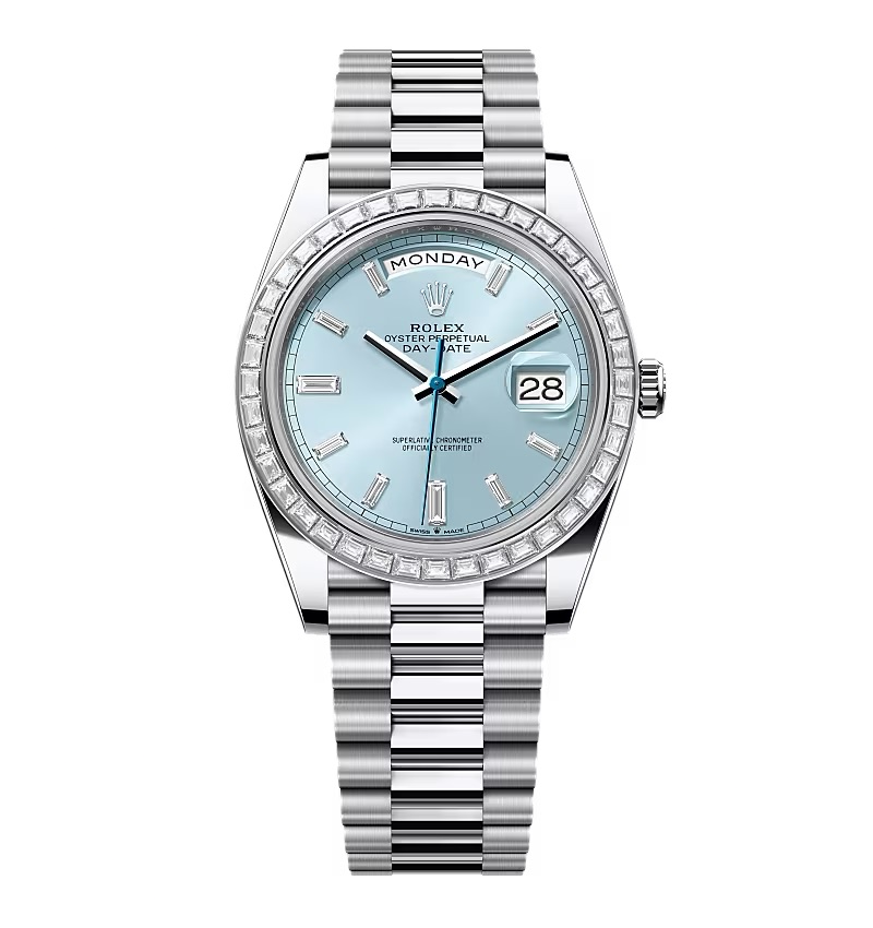 Rolex Day-Date eisblaues Zifferblatt mit Diamantbesatz 228396tbr-0002 40 mm – Superclone