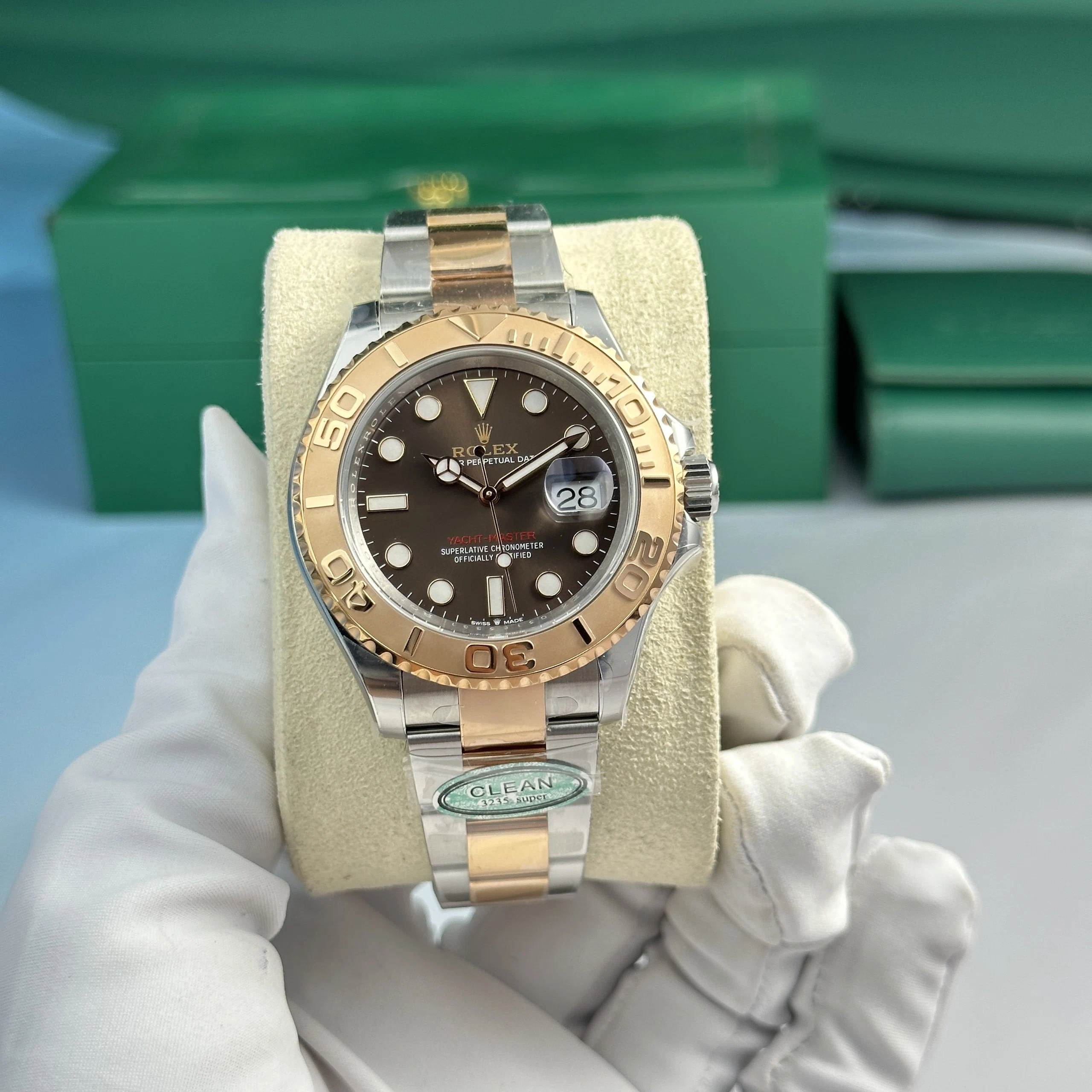 Yacht-Master schokoladenbraunes Zifferblatt 126621 Designdetail