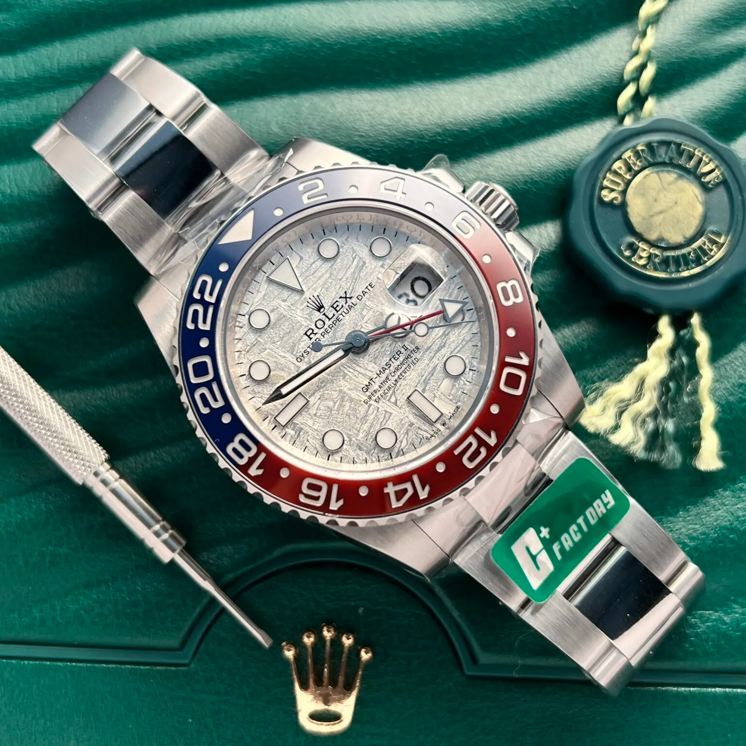 GMT Master II Superman Meteorit-Zifferblatt Blau Rot Lünette
