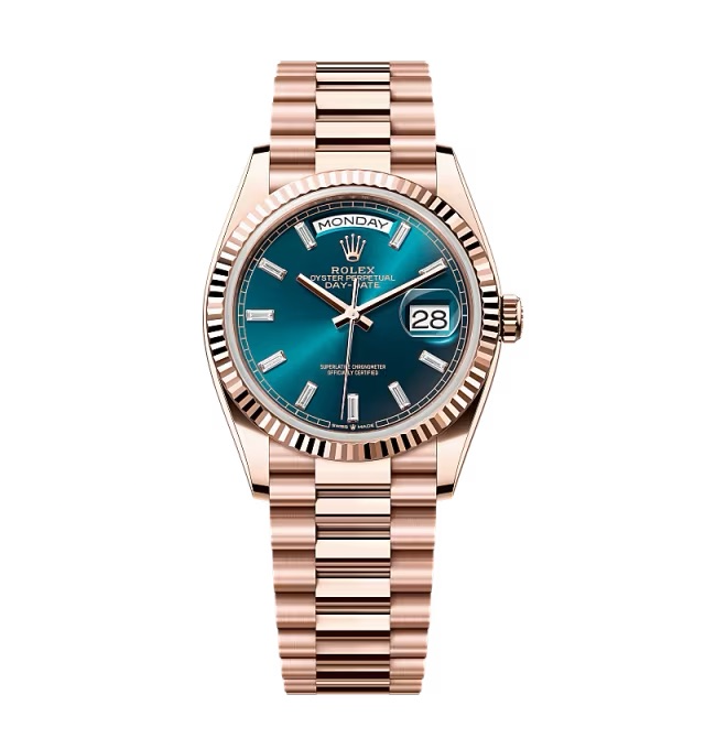 Rolex Day-Date Blaugrün Zifferblatt mit Diamantbesatz 128235-0085 36 mm – Superclone
