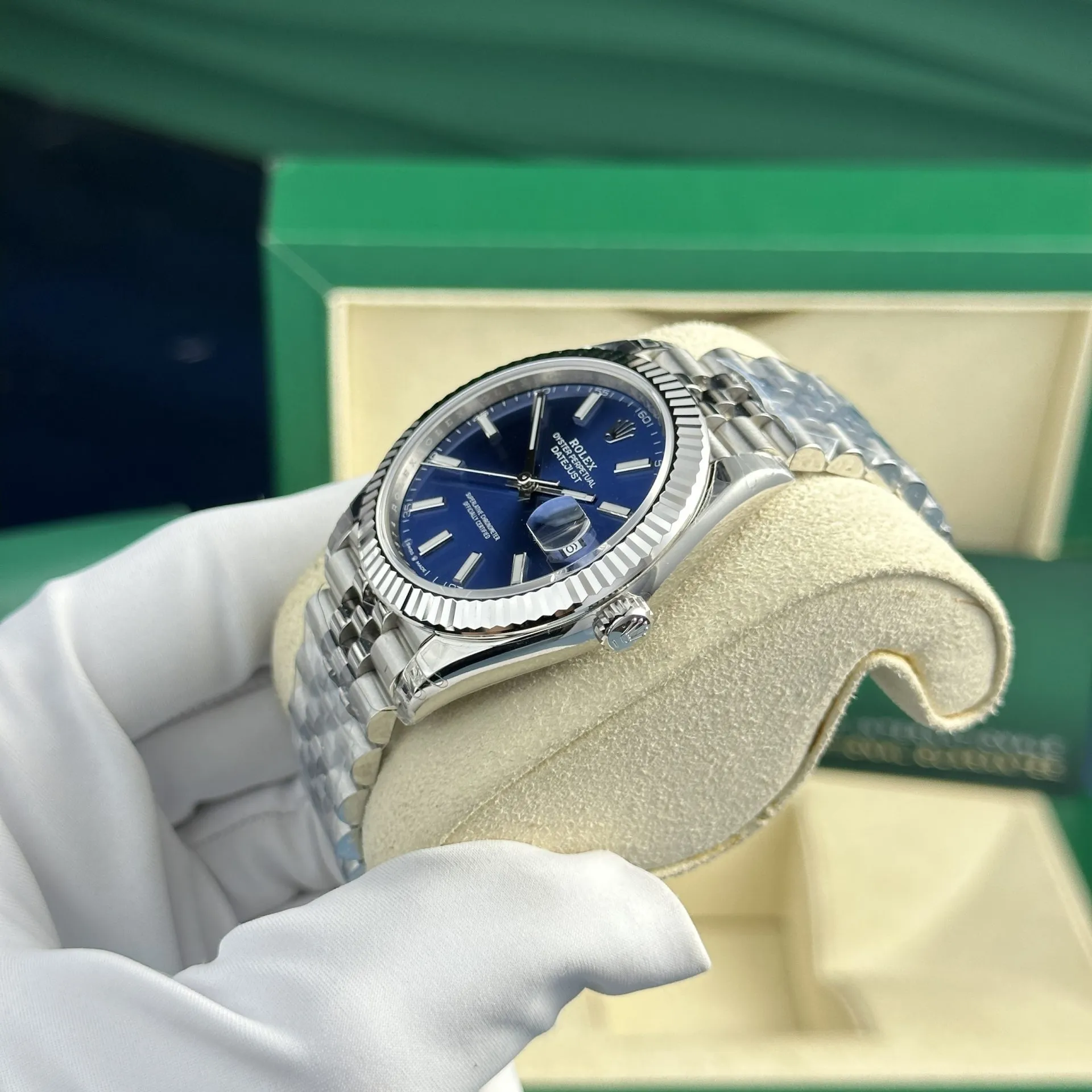 Superclone Datejust blaues Zifferblatt 126334 Jubilee Detailansicht