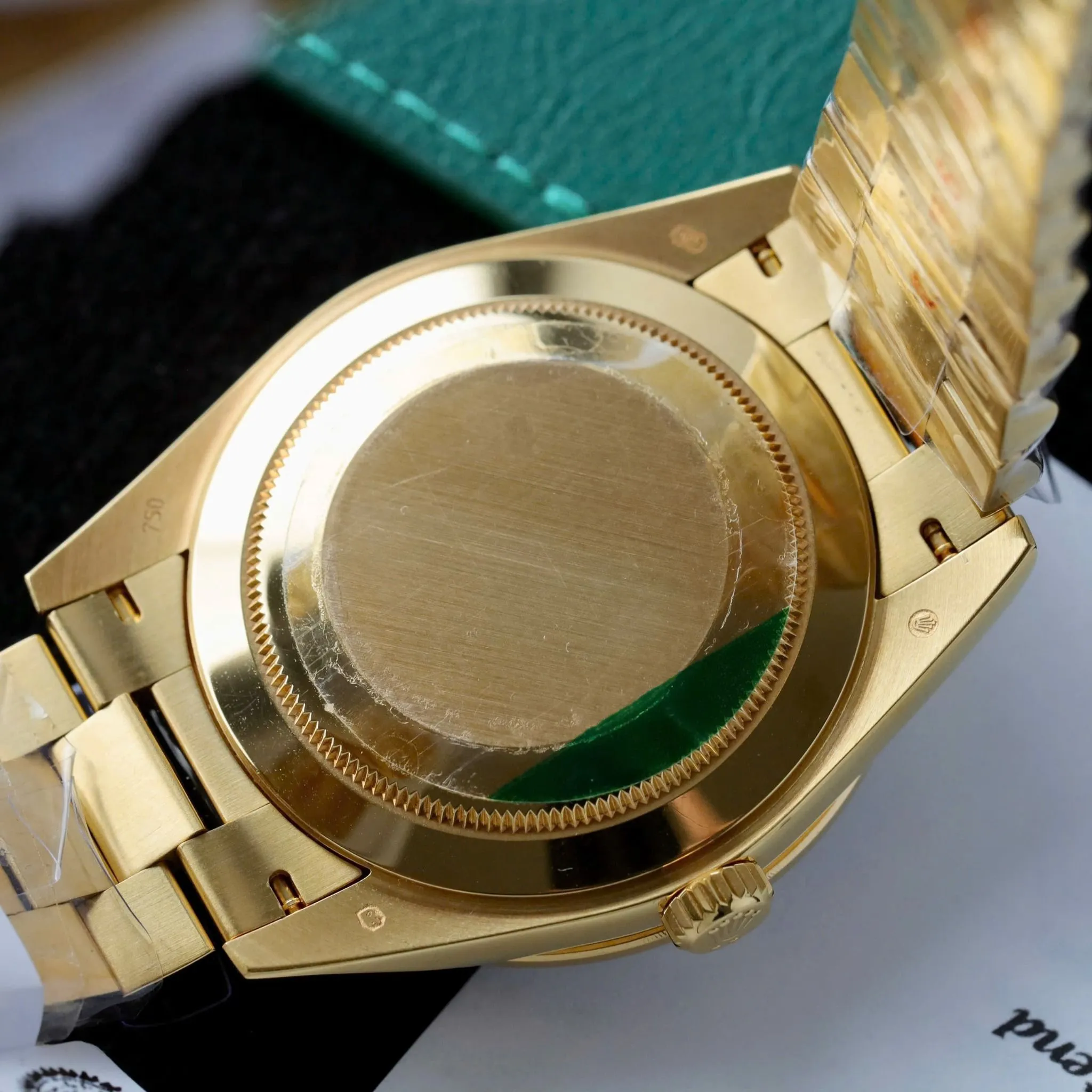Day Date schwarzes Zifferblatt mit Diamantbesatz Lünette Presidential Armband