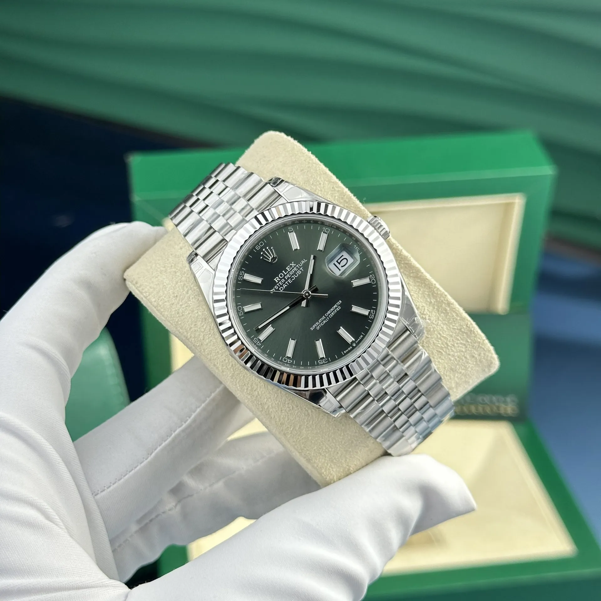 Superclone Datejust grünes Zifferblatt 126334 Jubilee Designdetail