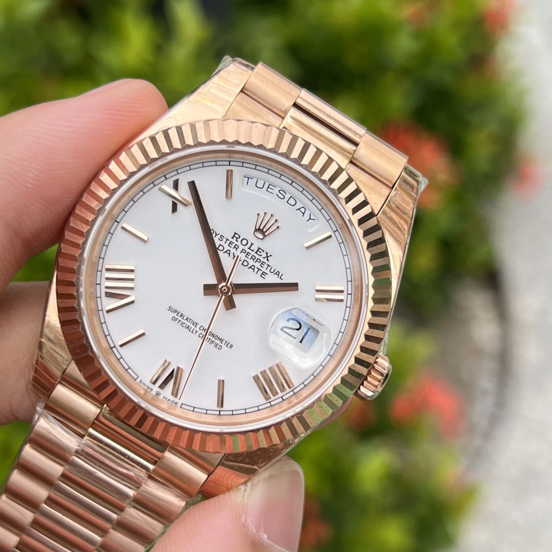 Rolex Day-Date weißes Zifferblatt 128235-0070 36 mm – Superclone – Bild 6