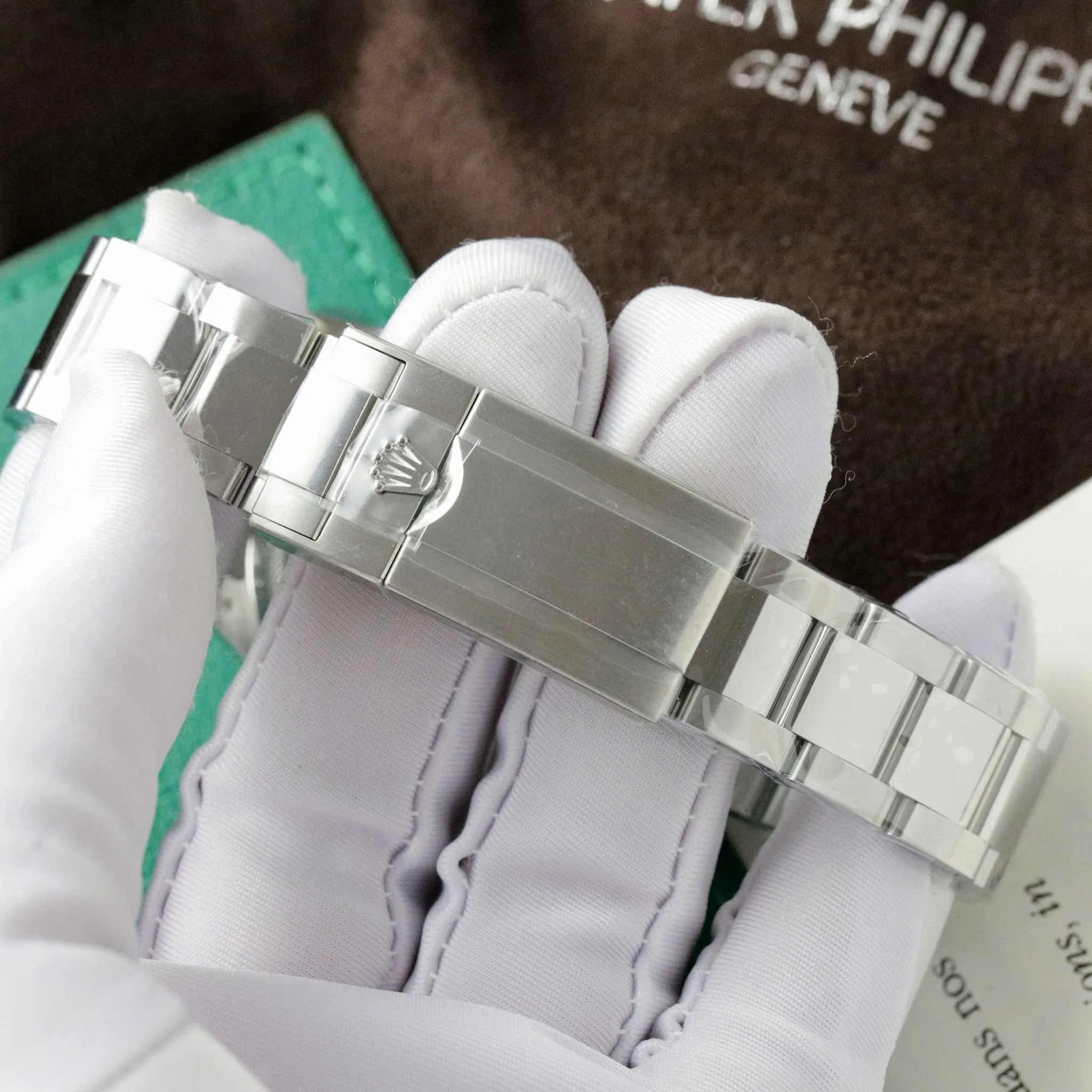 Daytona silberfarbenes Zifferblatt Stahl Lünette Oyster Armband