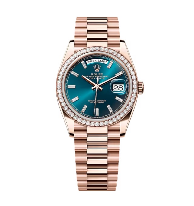 Rolex Day-Date Blaugrün Zifferblatt mit Diamantbesatz 128345rbr-0083 36 mm – Superclone