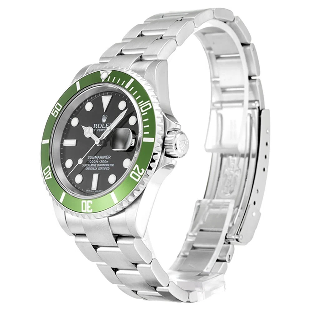 Submariner schwarzes Zifferblatt 16610LV "Kermit" Perspektivansicht