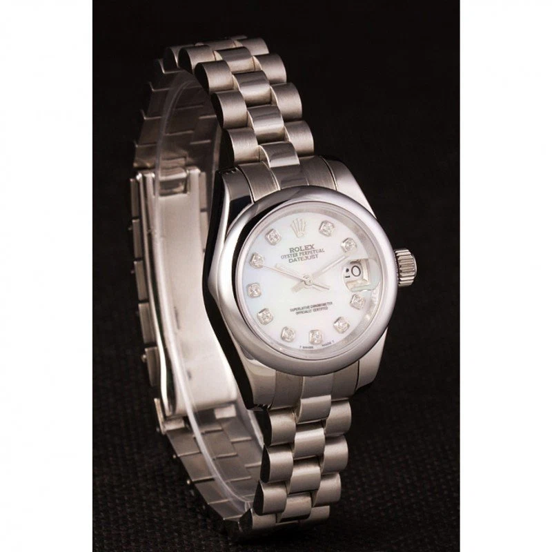 Datejust weißes Zifferblatt RL123 Schrägansicht