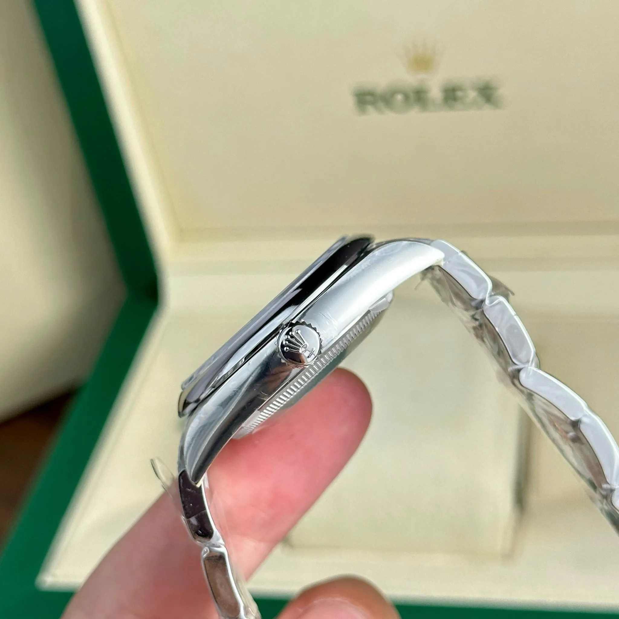 Oyster Perpetual Coral Zifferblatt Smooth Lünette Oyster Armband