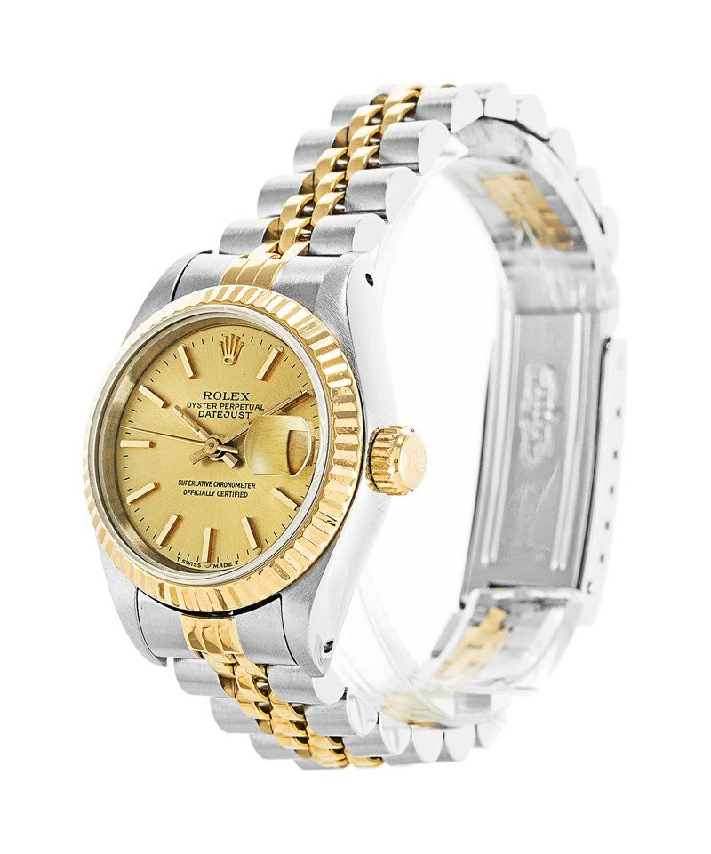 Datejust goldfarbenes Zifferblatt 69173 Schrägansicht