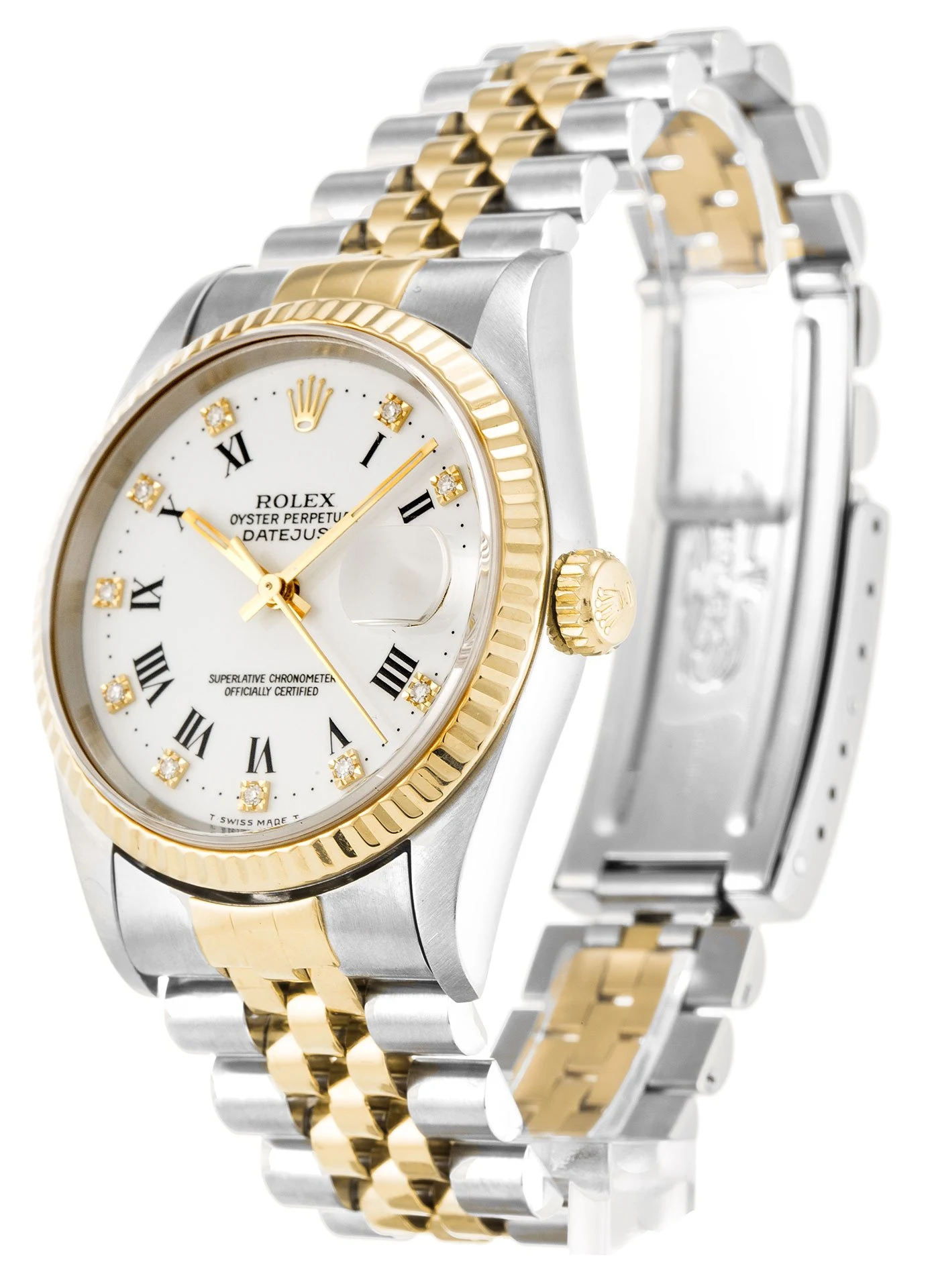 Datejust weißes Zifferblatt 16233 Perspektivansicht