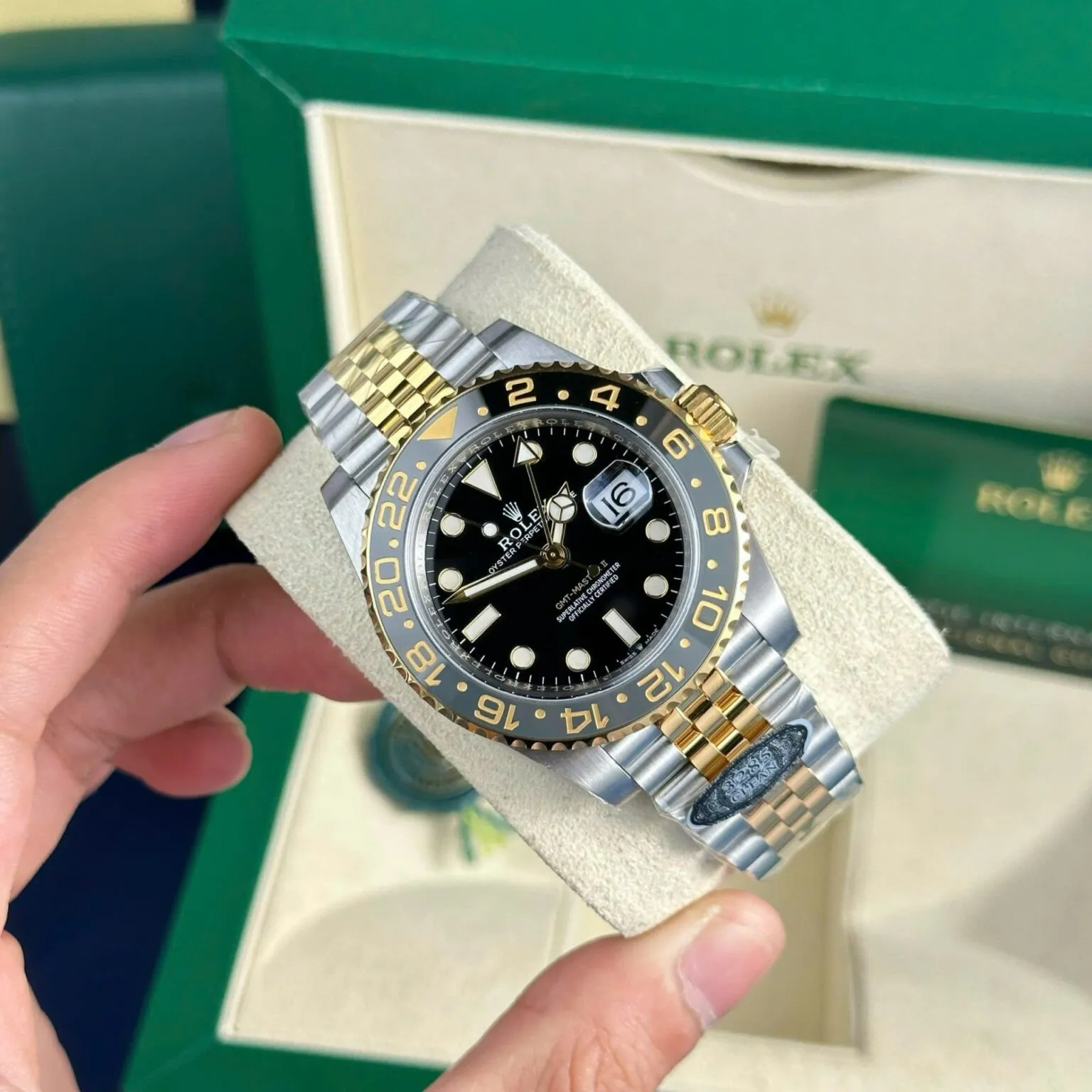 GMT Master II Zombie schwarzes Zifferblatt Schwarz und Gray Lünette Two Toned Jubilee Armband