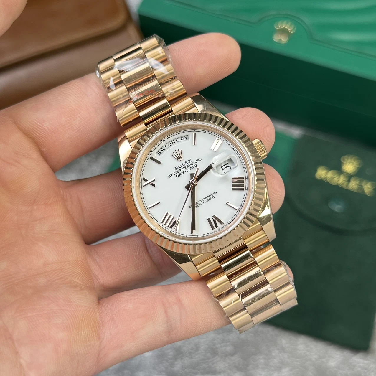 Rolex Day-Date weißes Zifferblatt 128238-0113 36 mm – Superclone – Bild 4