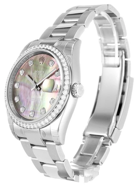 Datejust Perlmutt - schwarzes Zifferblatt 116244 Perspektivansicht