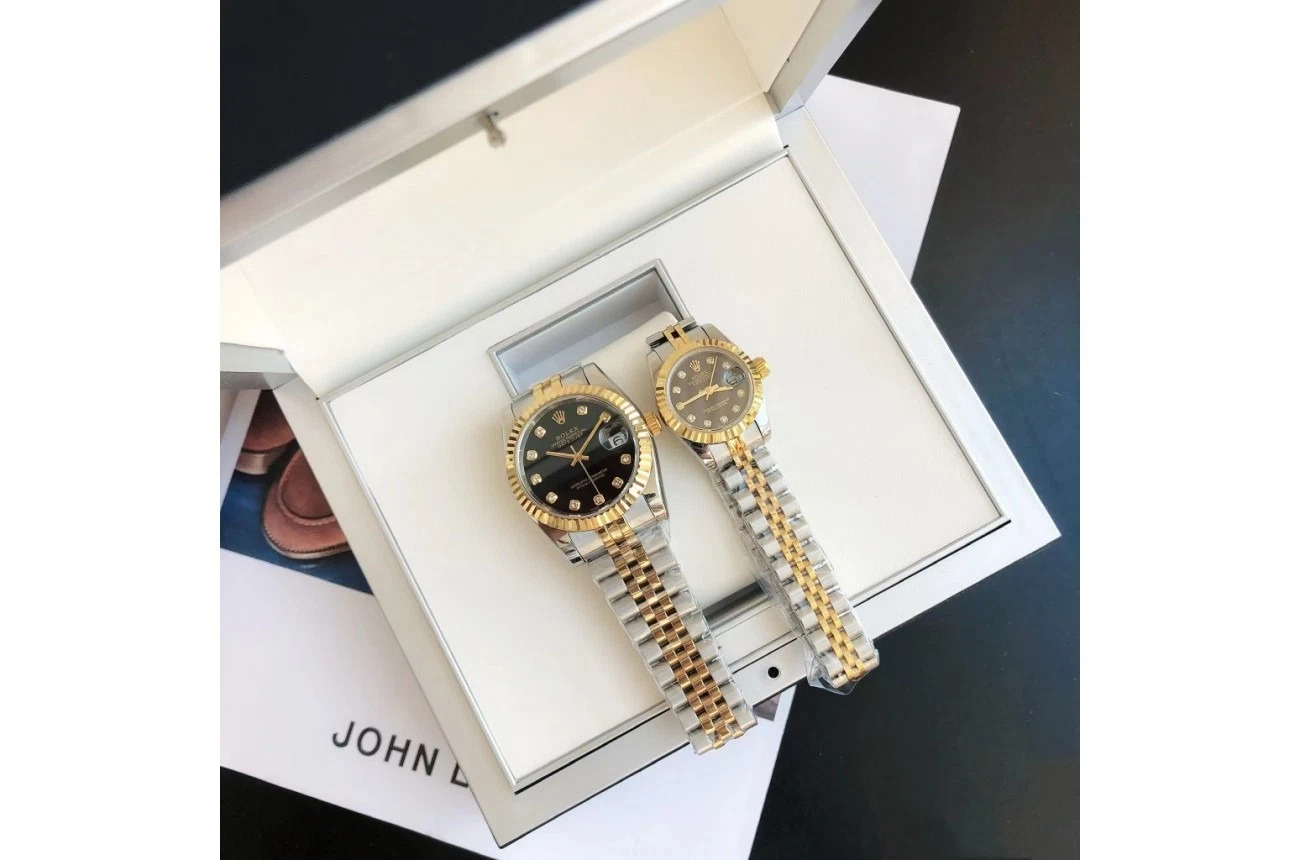 Datejust Roségold/Edelstahl Jubilee Schwarz/Diamantindizes Profilansicht